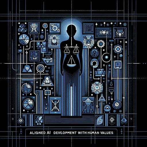 Desenvolvimento de IA Alinhada com Valores Humanos - Representação artística